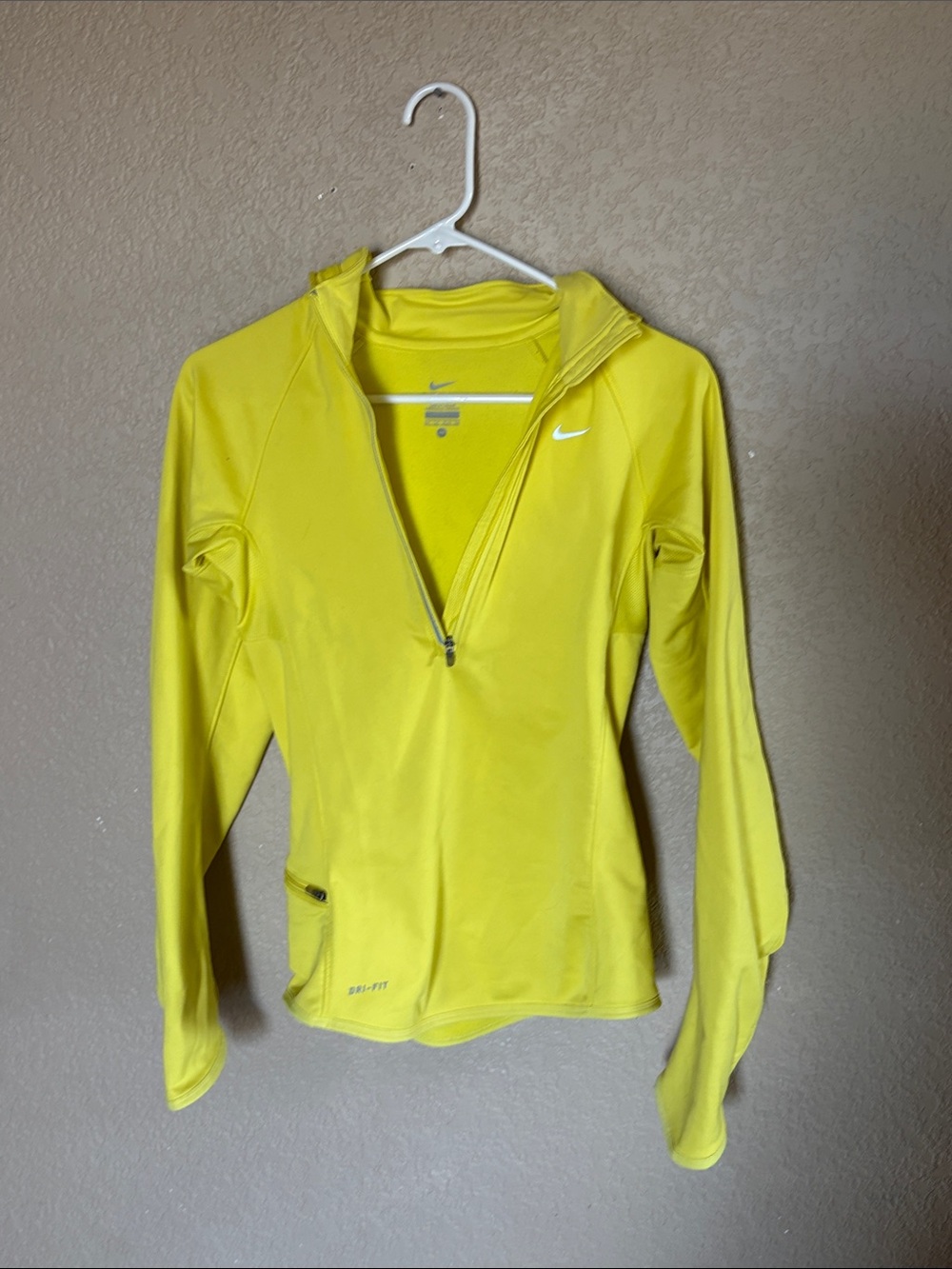 Nike Women's Bright Yellow Half-Zip Ski Jacket with Hood